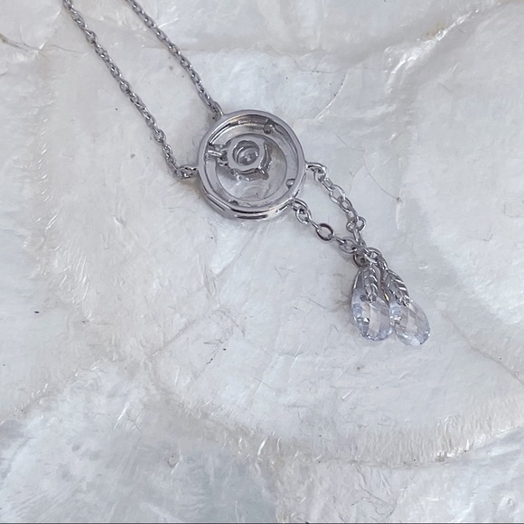 Silver Tone April Faux Diamond White Enamel Pendant Sparkly Girls Necklace NWOT - Picture 6 of 16